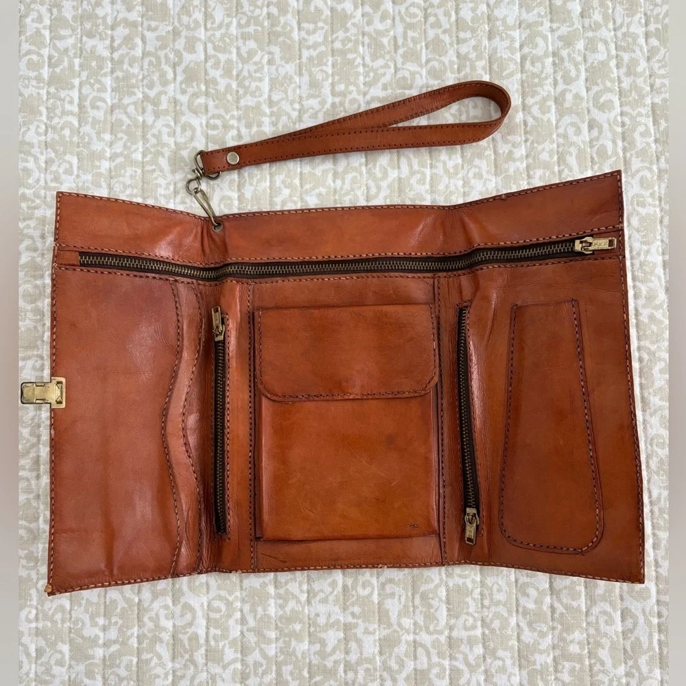 Vintage Genuine Leather Convertible Clutch Wallet Wristlet | Handmade Artisan - Picture 11 of 16